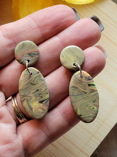 Woodland Marble Post - Marble Country Craft Barn Earrings (#361E)