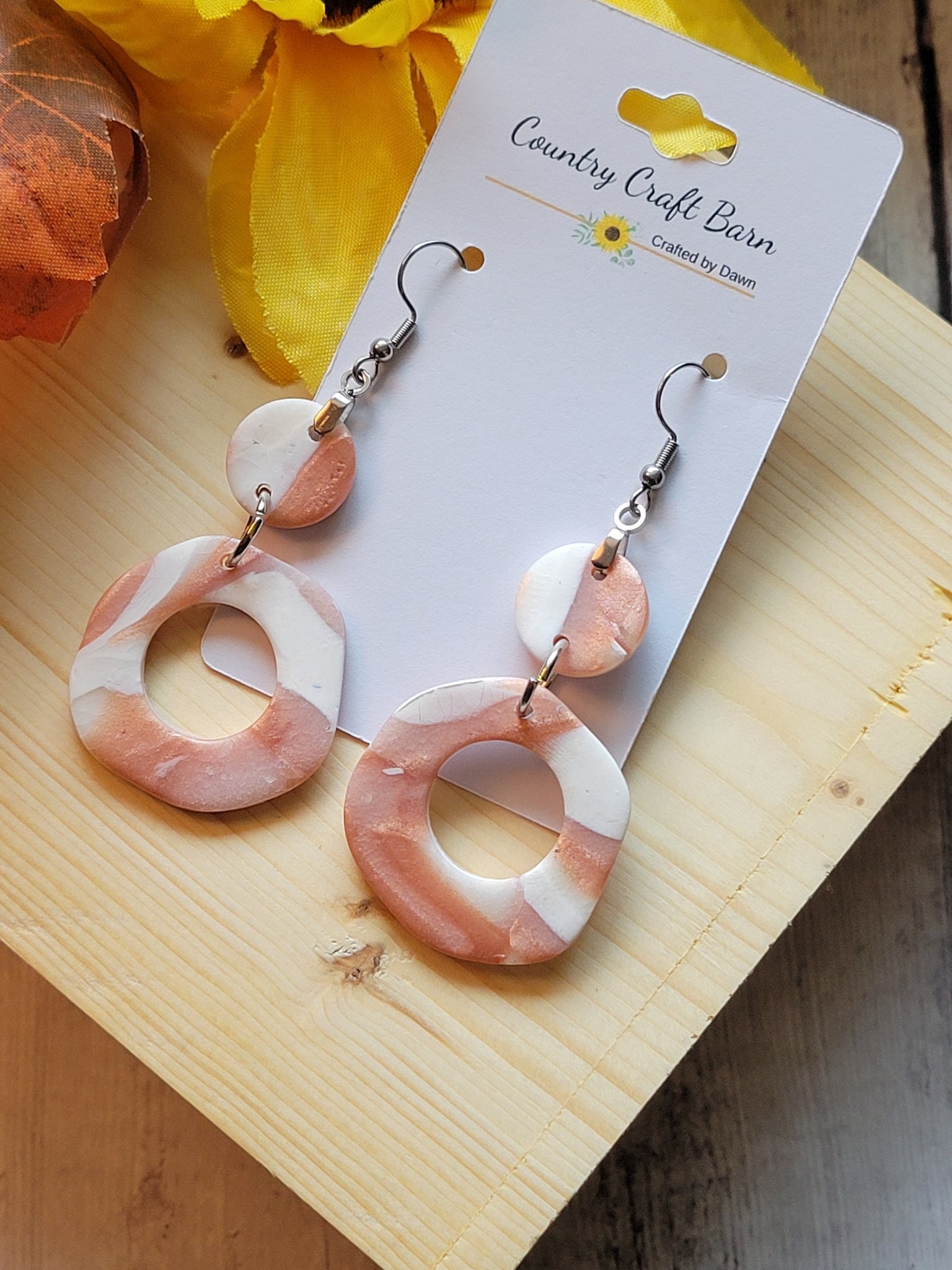 Sunset Swirl - Rose Gold Metallic Country Craft Barn Earrings (#362E)