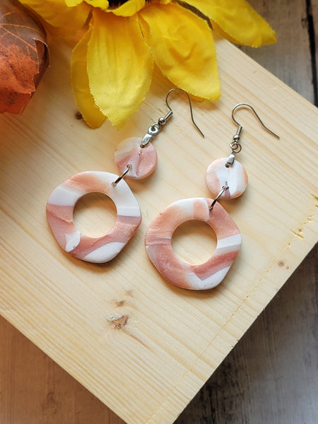 Sunset Swirl - Rose Gold Metallic Country Craft Barn Earrings (#362E)