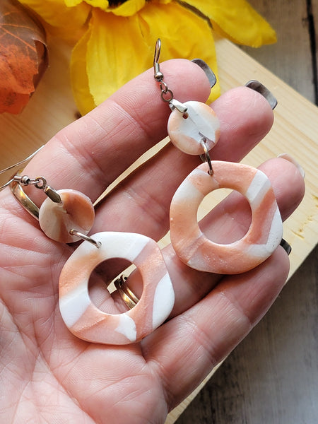 Sunset Swirl - Rose Gold Metallic Country Craft Barn Earrings (#362E)