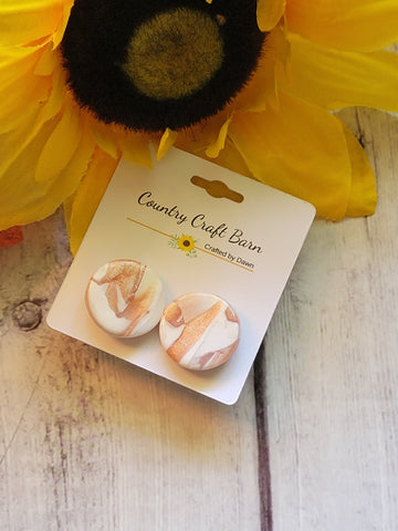 Rose Gold Marble Shine Stud - Multi Country Craft Barn Earrings (#366E)
