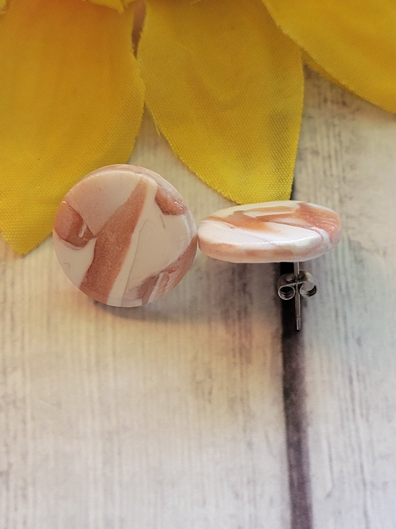 Rose Gold Marble Shine Stud - Multi Country Craft Barn Earrings (#366E)