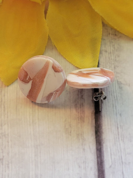 Rose Gold Marble Shine Stud - Multi Country Craft Barn Earrings (#366E)
