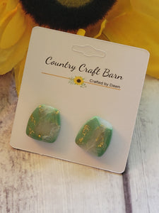 Emerald Mist - Sage Green Country Craft Barn Earrings (#369E)