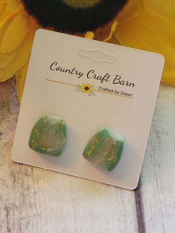 Emerald Mist - Sage Green Country Craft Barn Earrings (#369E)