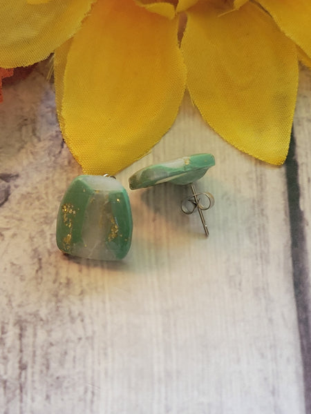 Emerald Mist - Sage Green Country Craft Barn Earrings (#369E)