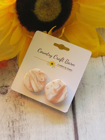 Rose Gold Marble Organic Round - Multi Country Craft Barn Earrings (#367E)