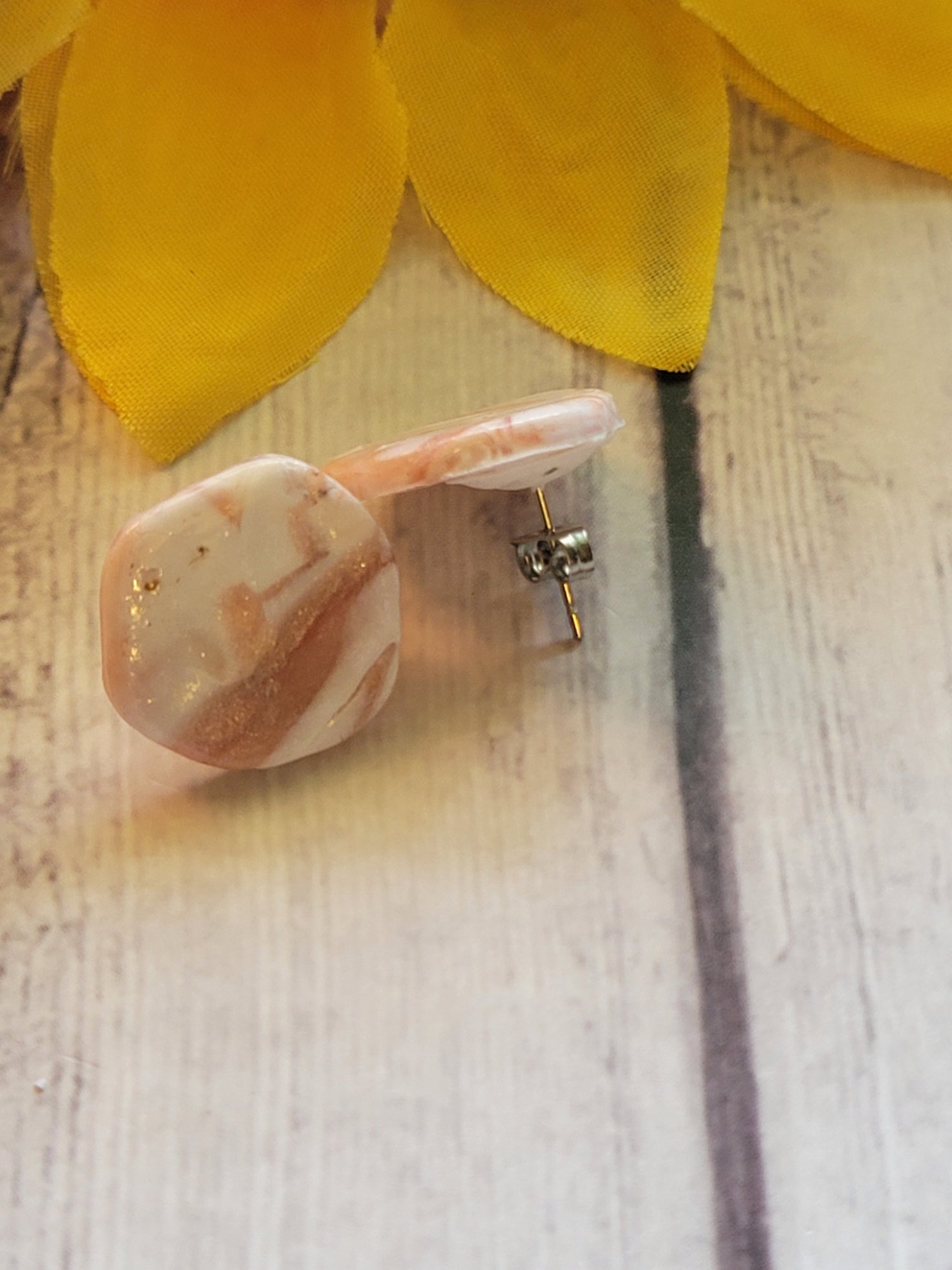 Rose Gold Marble Organic Round - Multi Country Craft Barn Earrings (#367E)