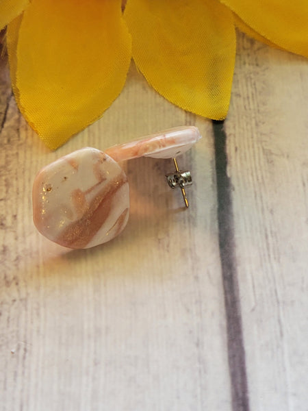 Rose Gold Marble Organic Round - Multi Country Craft Barn Earrings (#367E)