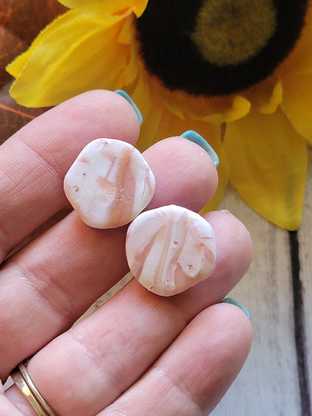 Rose Gold Marble Organic Round - Multi Country Craft Barn Earrings (#367E)
