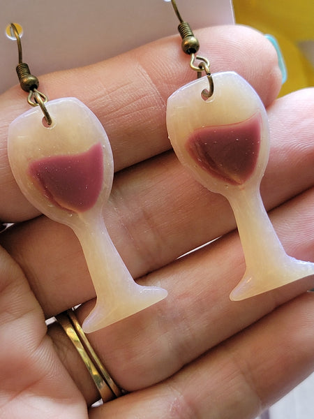 Rosé All Day Wine Glass- Cabernet Country Craft Barn Earrings (#364E)