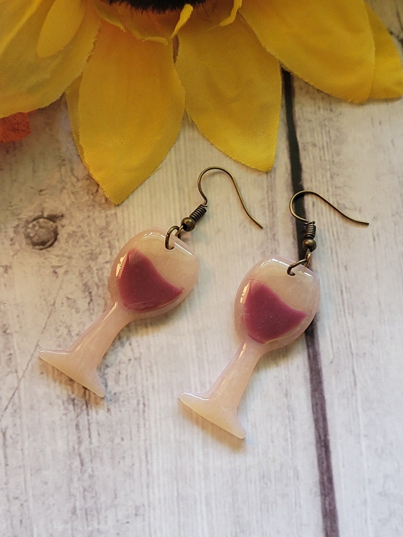 Rosé All Day Wine Glass- Cabernet Country Craft Barn Earrings (#364E)