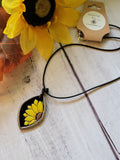 Golden Bloom Polymer Clay Pendant - Yellow Country Craft Barn Necklace (#645)