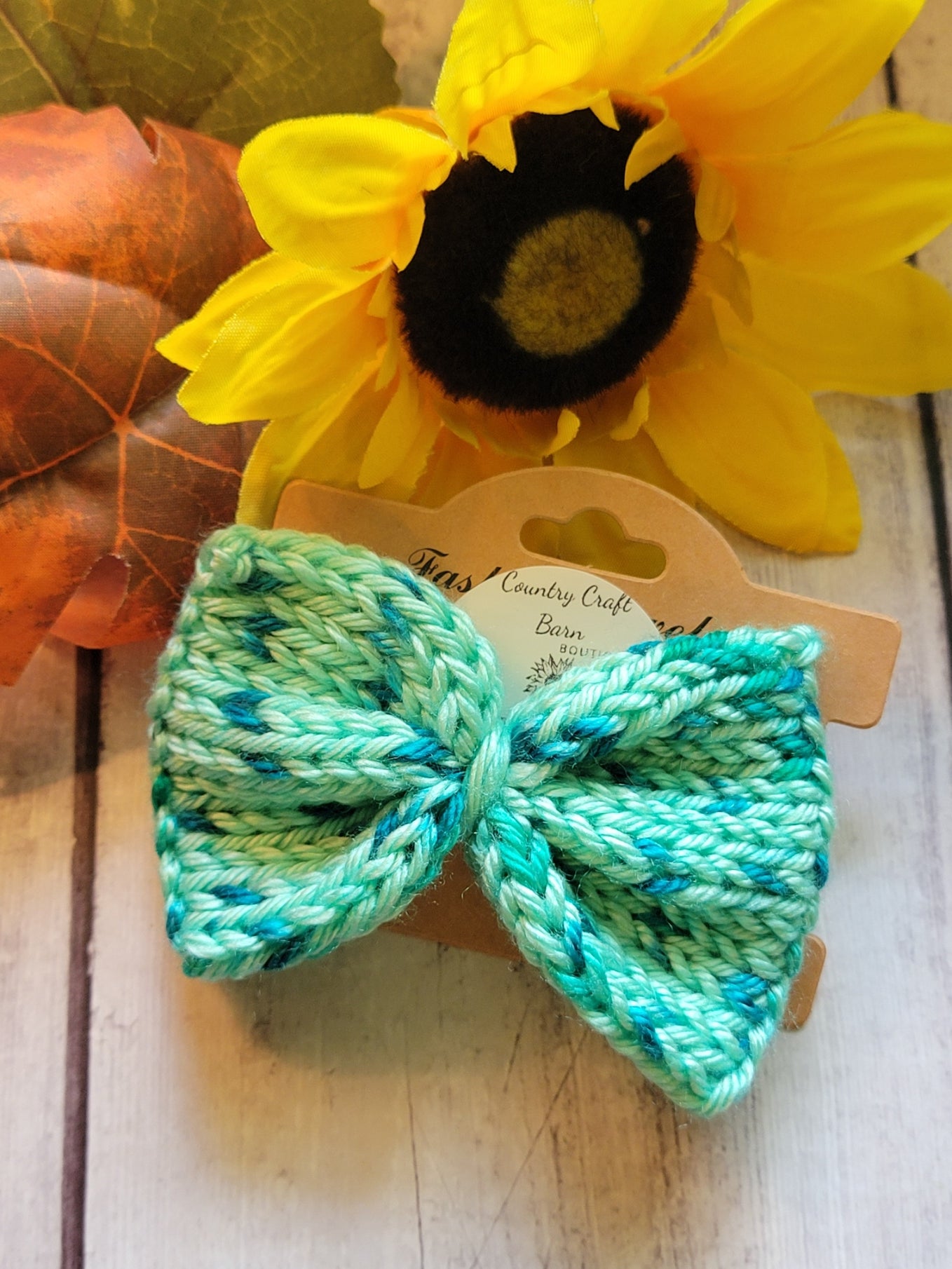 Riviera Speckle Knit Bow Barrette - Country Craft Barn Hair Clip (#3511)