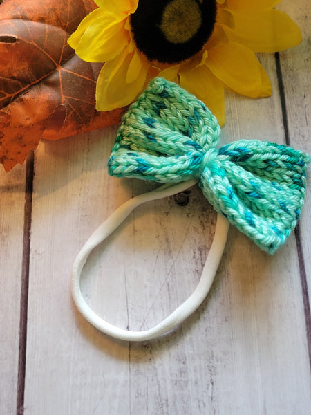 Riviera Speckle Knit Bow Barrette - Country Craft Barn Hair Clip (#3511)
