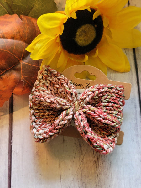 Spiced Wine Knit Bow Barrette - Country Craft Barn Hair Clip (#3509)