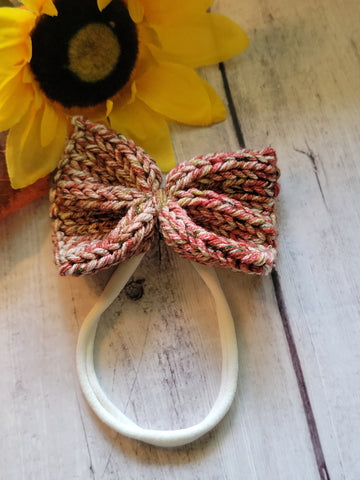 Spiced Wine Knit Bow Barrette - Country Craft Barn Hair Clip (#3509)