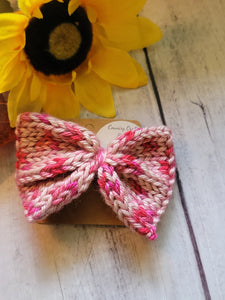 Lip Stick Speckle Knit Bow Barrette - Country Craft Barn Hair Clip (#3510)