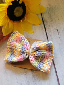 Baby Brights Knit Bow Barrette - Country Craft Barn Hair Clip (#3508)