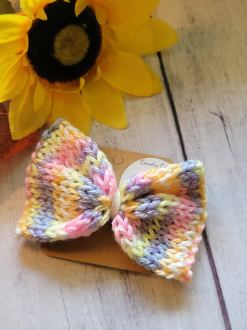 Baby Brights Knit Bow Barrette - Country Craft Barn Hair Clip (#3508)