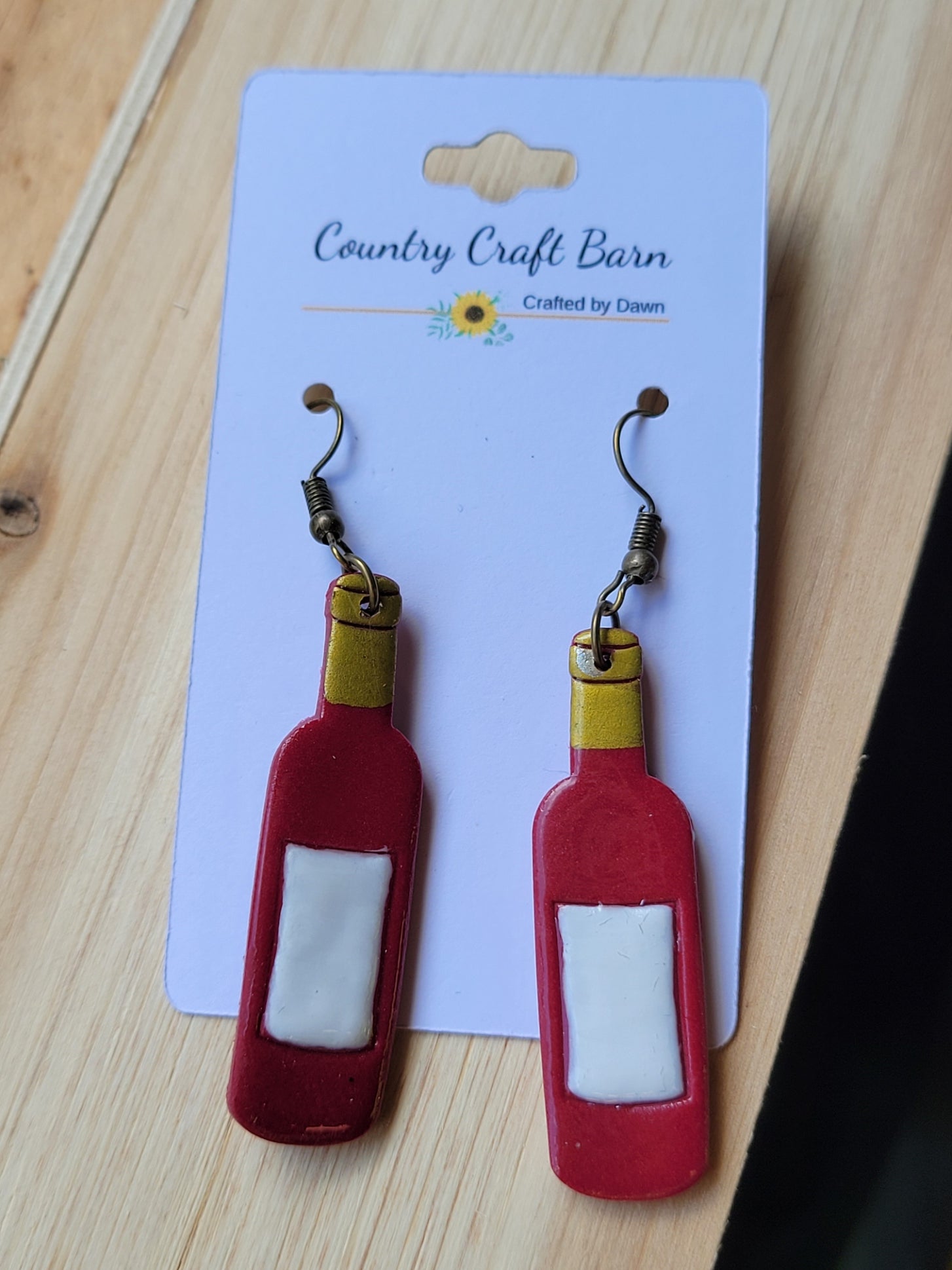 Sip Happens - Burgundy Country Craft Barn Earrings (#358E)