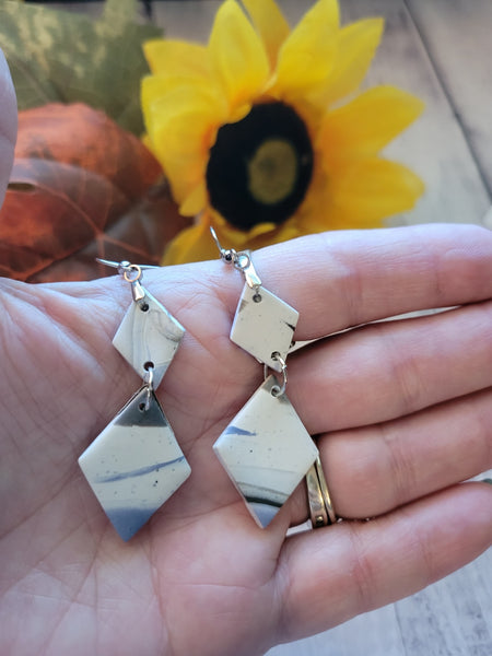 Stone Drift - Multi Geometric Marbled Earrings Country Craft Barn Earrings (#372E)