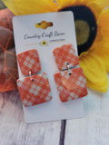 Vermillion Picnic - Vermillion Red Country Craft Barn Earrings (#370E)