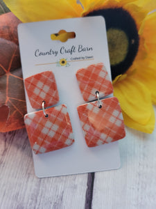 Vermillion Picnic - Vermillion Red Country Craft Barn Earrings (#370E)