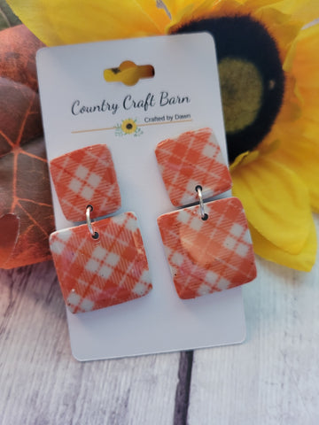 Vermillion Picnic - Vermillion Red Country Craft Barn Earrings (#370E)