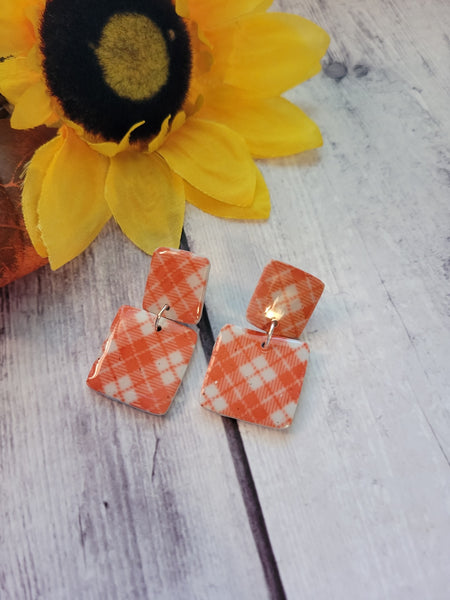 Vermillion Picnic - Vermillion Red Country Craft Barn Earrings (#370E)