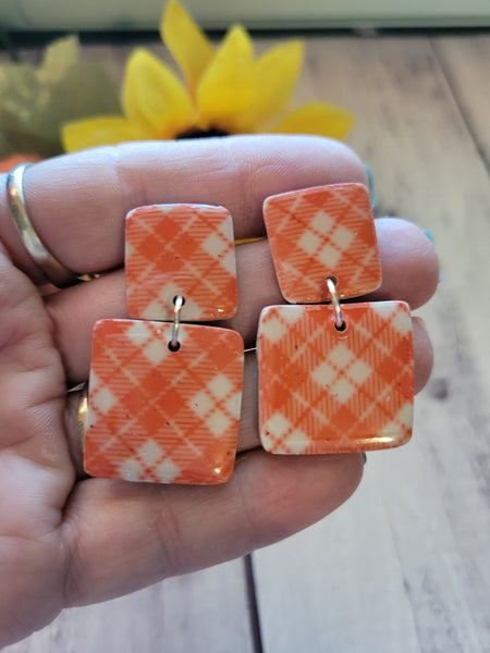 Vermillion Picnic - Vermillion Red Country Craft Barn Earrings (#370E)