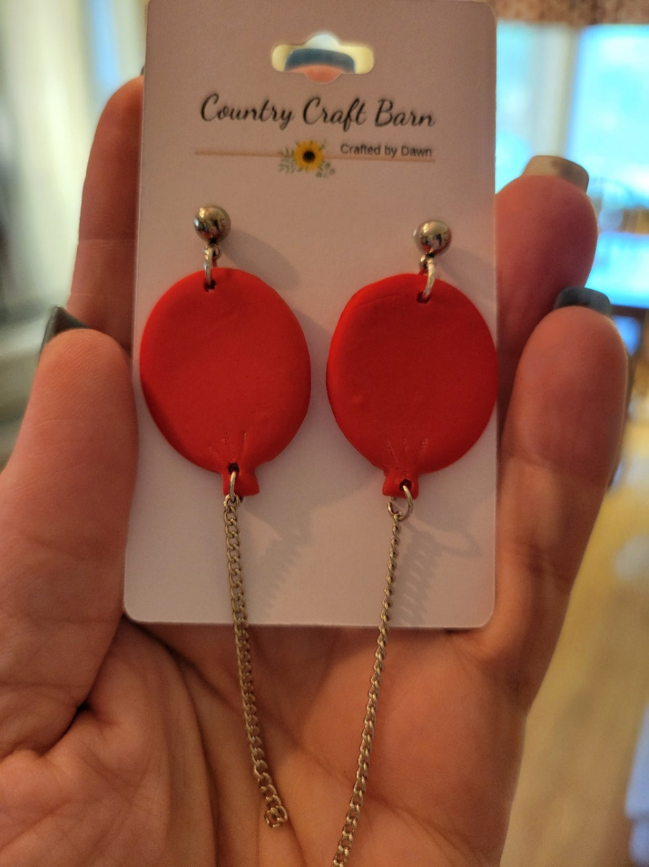 Red Balloons - Red Country Craft Barn Earrings (378E)
