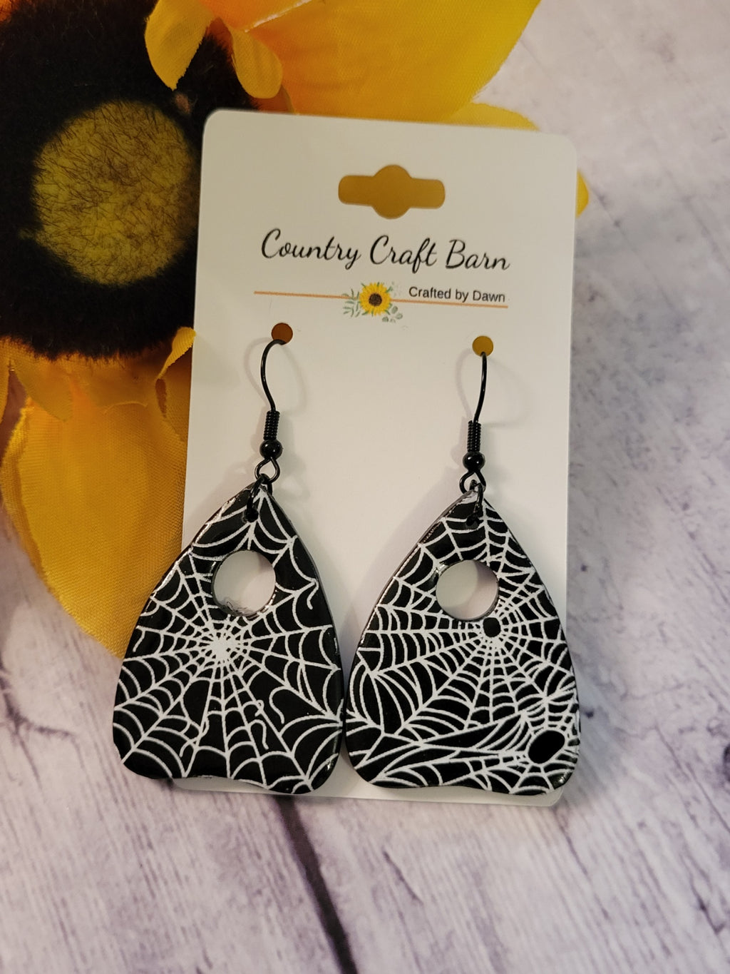 Spooky Web Planchette - Black Country Craft Barn Earrings (380E)