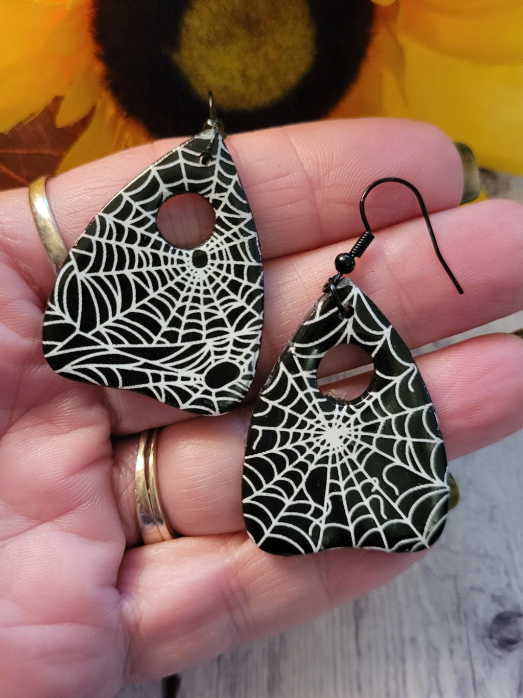 Spooky Web Planchette - Black Country Craft Barn Earrings (380E)