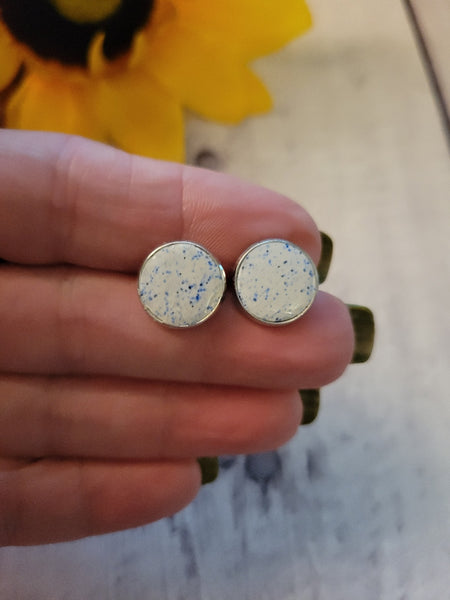 Vintage Splatterware - Blue Country Craft Barn Earrings (384E)