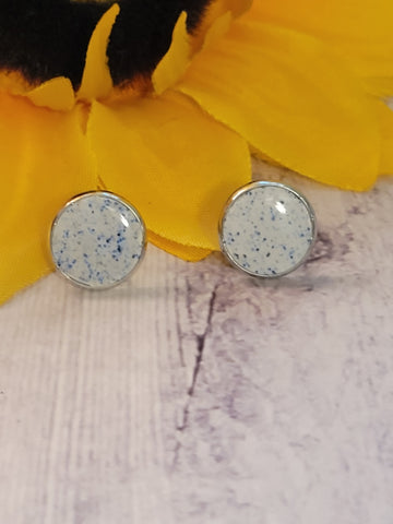 Vintage Splatterware - Blue Country Craft Barn Earrings (384E)