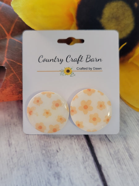 Tiny Flower Patch - Yellow Country Craft Barn Earrings (383E)