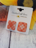 Cozy Corners -Vermillion Red Country Craft Barn Earrings (386E)