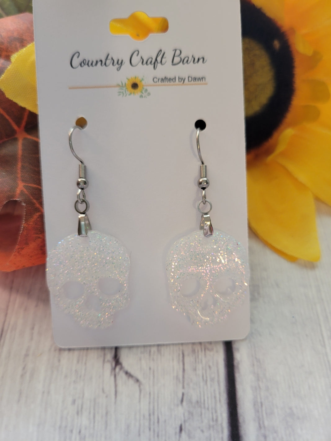 Glitter Ghoul - White Country Craft Barn Earrings (E-328)