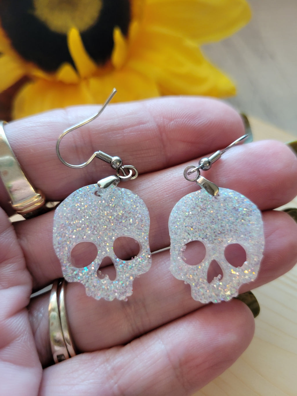 Glitter Ghoul - White Country Craft Barn Earrings (E-328)