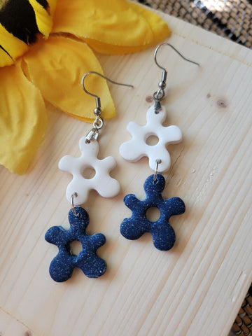 Retro Bloom Duo -Galaxy Glitter Blue Country Craft Barn Earrings (387E)