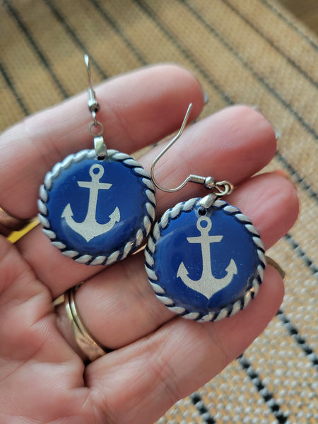 Nautical Nights - Blue/Silver Country Craft Barn Earrings (#388E)