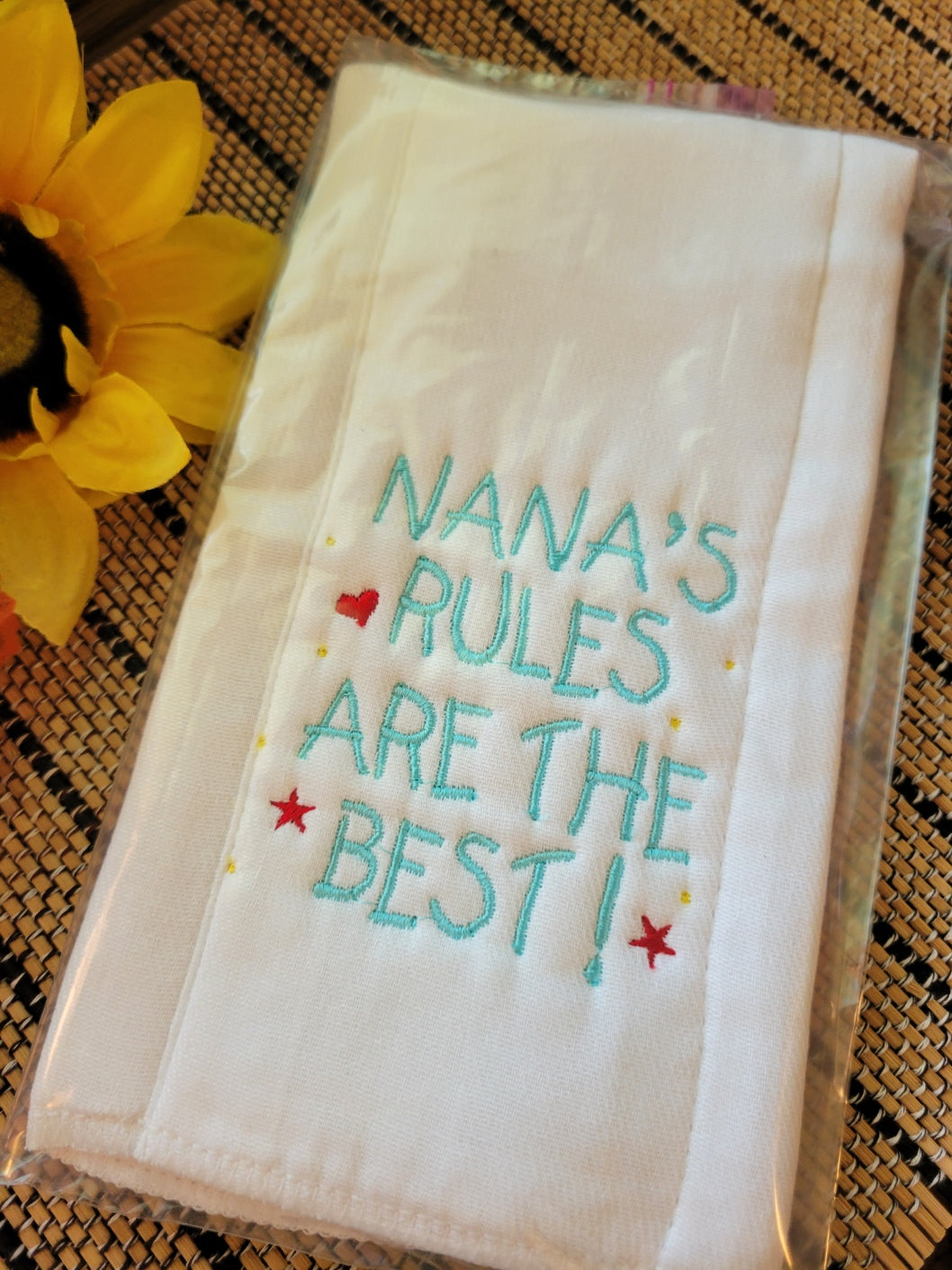 Nana’s Rules Burp Cloth - Blue Country Craft Barn Cloth Diaper Burp Cloth (BR-102)