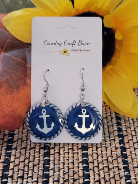 Nautical Nights - Blue/Silver Country Craft Barn Earrings (#388E)