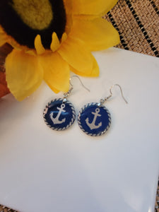 Nautical Nights - Blue/Silver Country Craft Barn Earrings (#388E)
