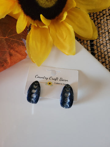 Lunar Phases - Blue Country Craft Barn Polymer Clay Earrings (391E)