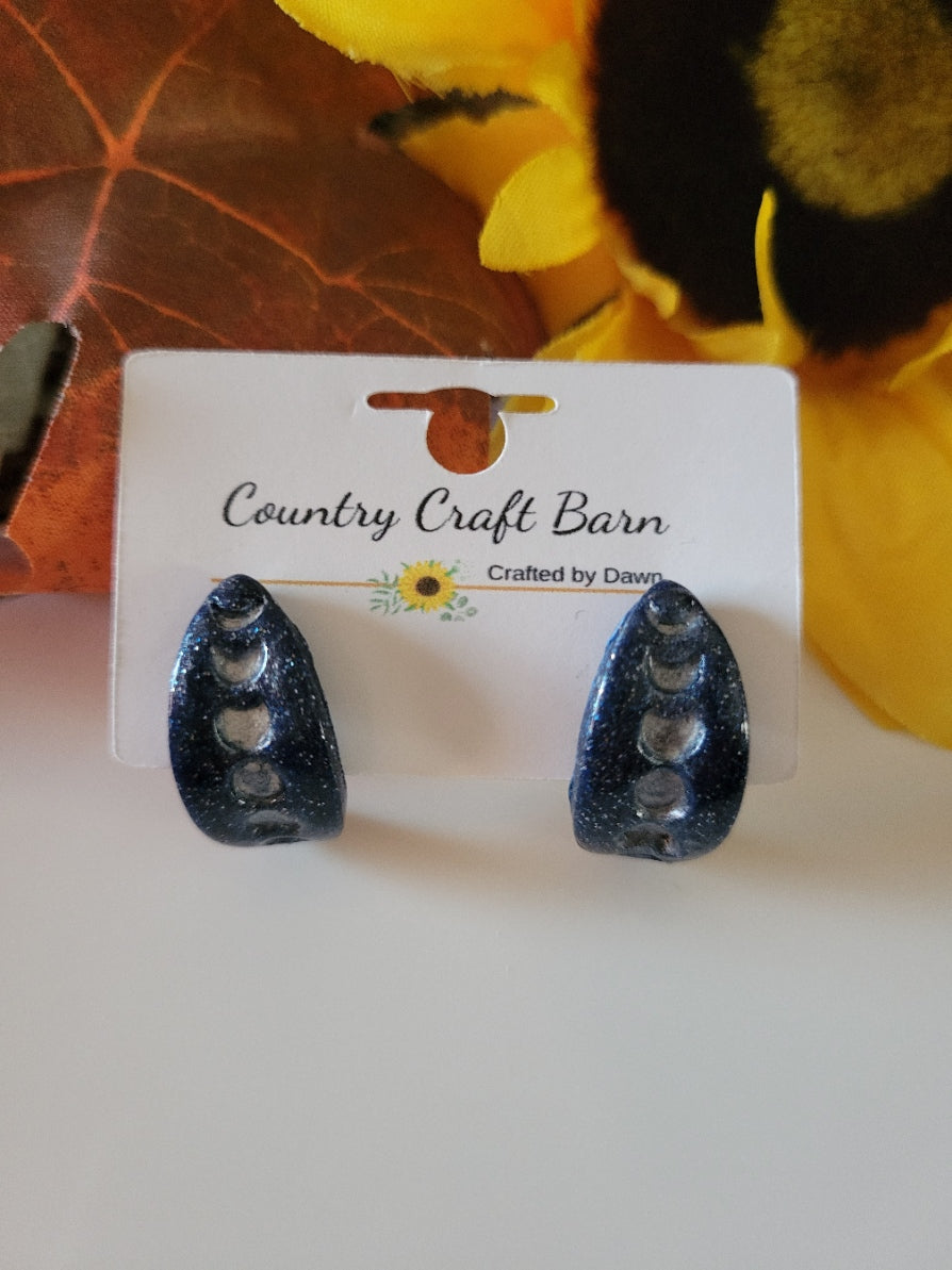Lunar Phases - Blue Country Craft Barn Polymer Clay Earrings (391E)