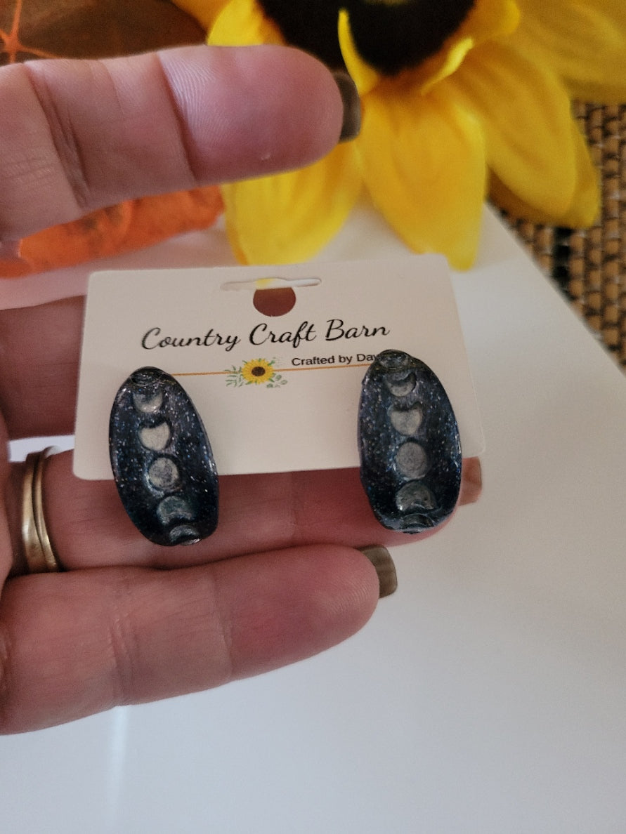Lunar Phases - Blue Country Craft Barn Polymer Clay Earrings (391E)