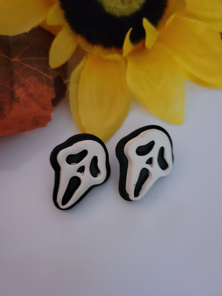 Silent Screams Post - Black/White Country Craft Barn Post Earrings (394E)