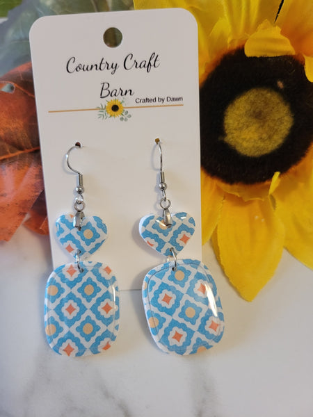 Boho Mosaic - Blue Country Craft Barn Earrings (#403E)